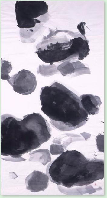 水墨画（かわせみ）