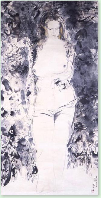 水墨画（プラハの女）