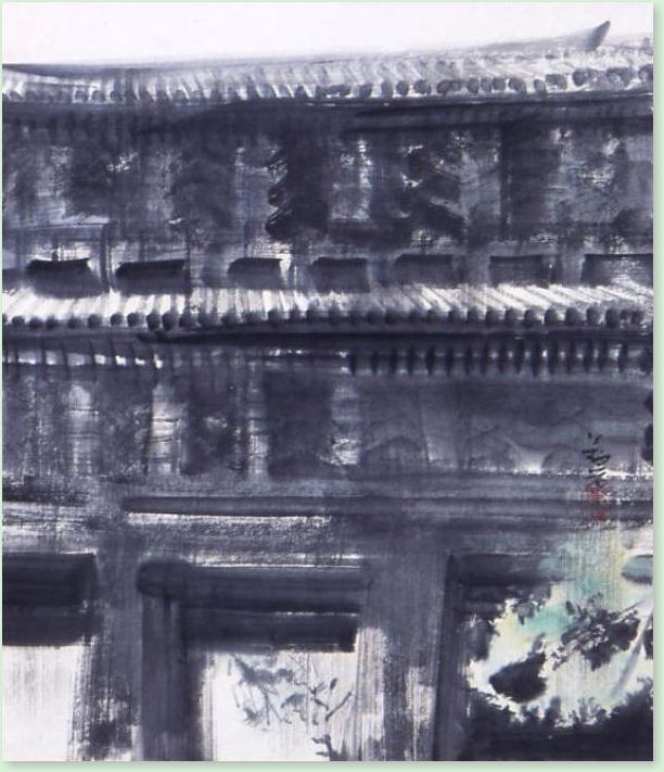 水墨画（山門）